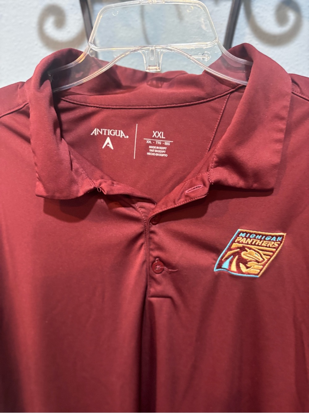 Antigua Maroon Michigan Panthers Polo Shirt Sz XXL